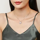 Jeweled Necklace Engraved Delicate Engraved Snow Shape Pearl Jeweled Flower Necklace