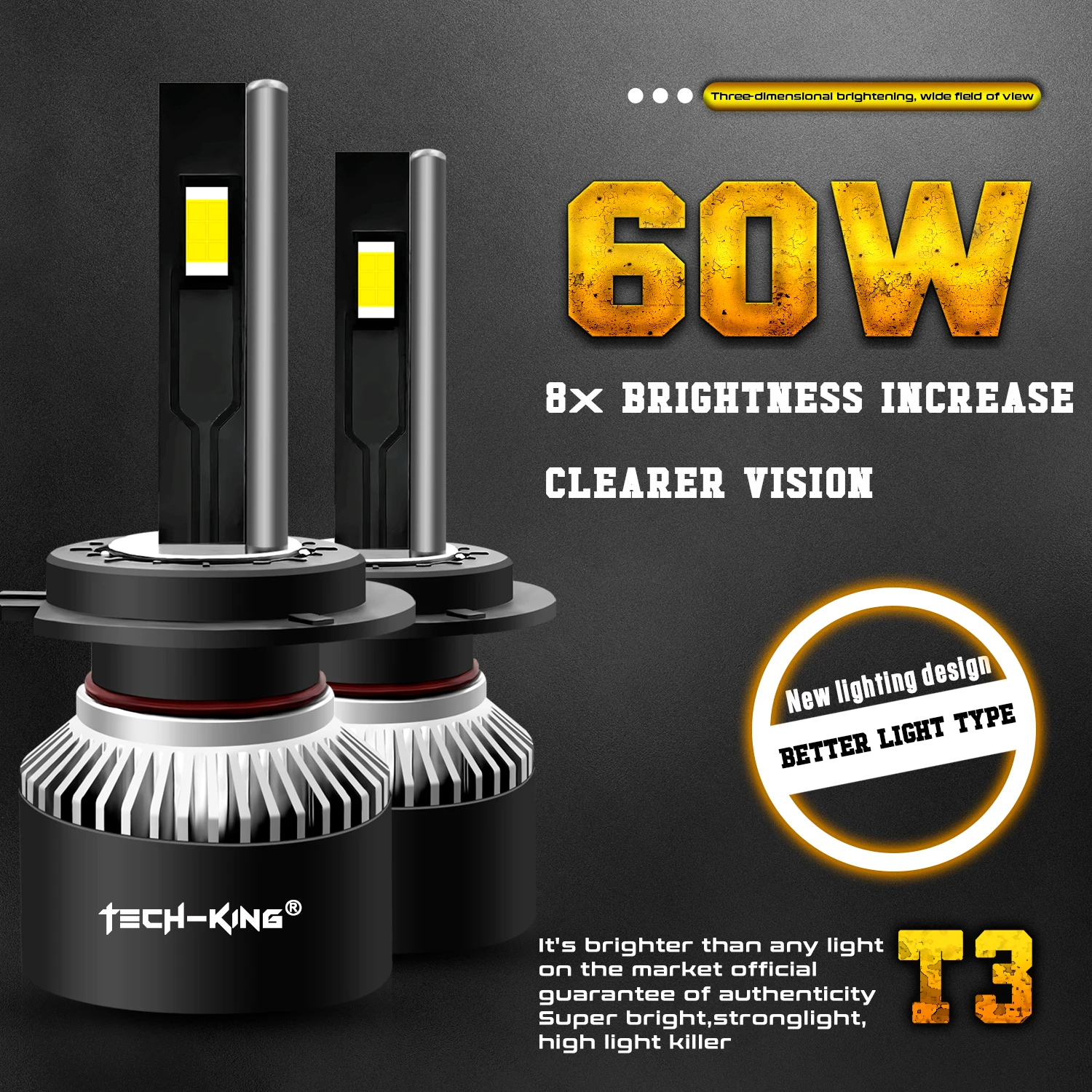 High Lumen LED Headlight Bulb T3 H13 9008 9005 9006 H11 H7 H4 Rosh Led Lens 12V IP68 Auto Lighting System for Cars Canbus Bulb