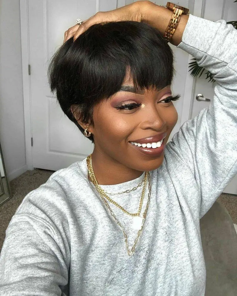 2023 Factory Wholesale 6 Inch Short Human Hair Wig Machine Made Wig Pixie  Cut In Real Brazilian/indian Human Hair High Quality - Buy Pixie Cut Short  Wig,Short Human Hair Wig In Real