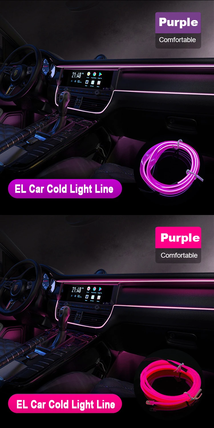 M El Car Styling Cold Light Ambience Lamp Line Car Lights Neon Car Led