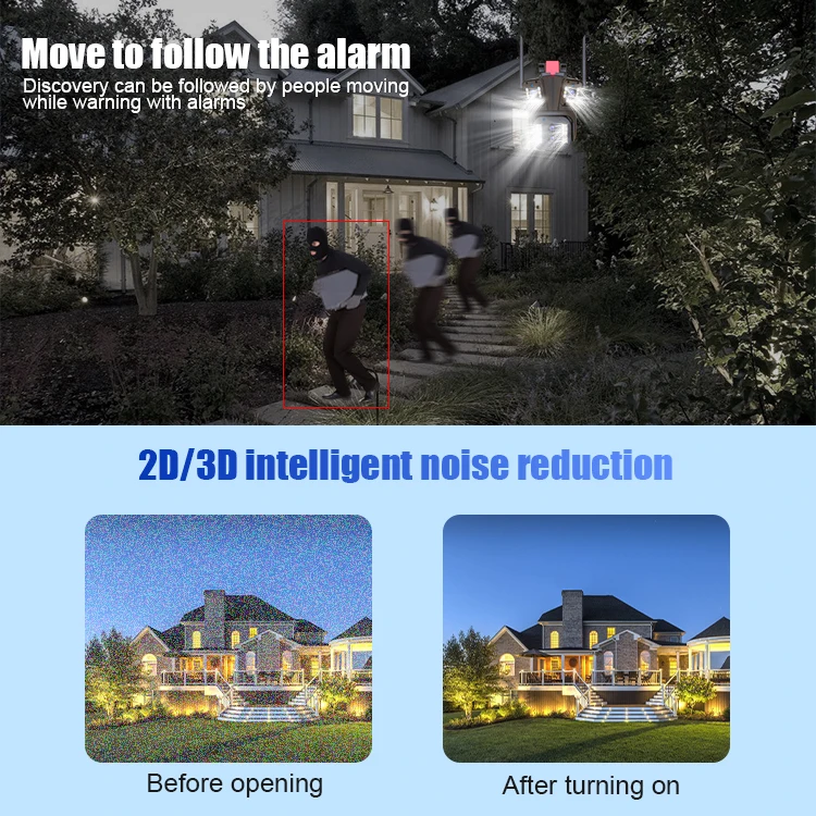 4k Wifi Outdoor Security Surveillance with Four Lens 10x Optical Zoom Two-way Audio Night Vision Ip Auto Tracking Cctv Camera