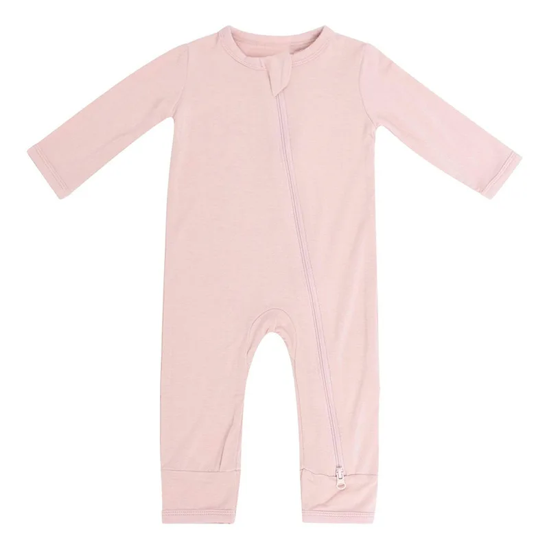 manufacturer High Quality Bamboo Long Sleeve Jumpsuit Zipper Baby Romper Girls Romper Baby Toddler Girls Jumpsuits Pink Jumpsuit