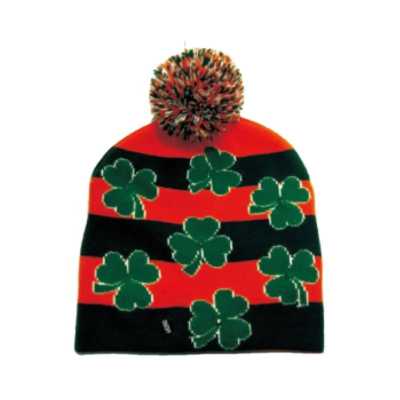 Beanie Shamrock,Led Lighted Knit Hat 