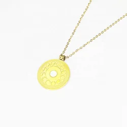 Latest 18K Gold Plated Stainless Steel Jewelry Round Printed Coin Pendant Punk For Women Party Accessories Necklaces P223342