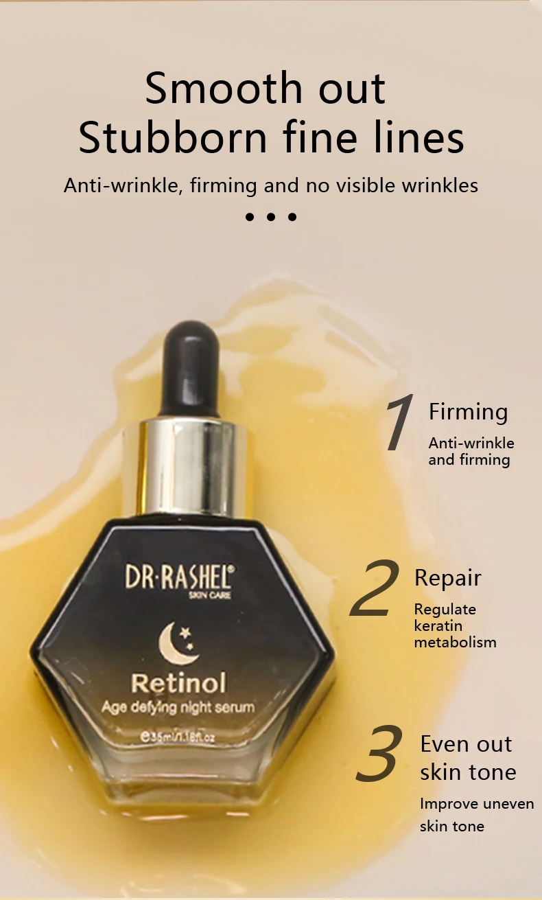 DR RASHEL Age-Defying Night Serum Firming Liquid ODM Home Use Anti-Aging Skin Repair Serum with Hyaluronic Acid for Face Body