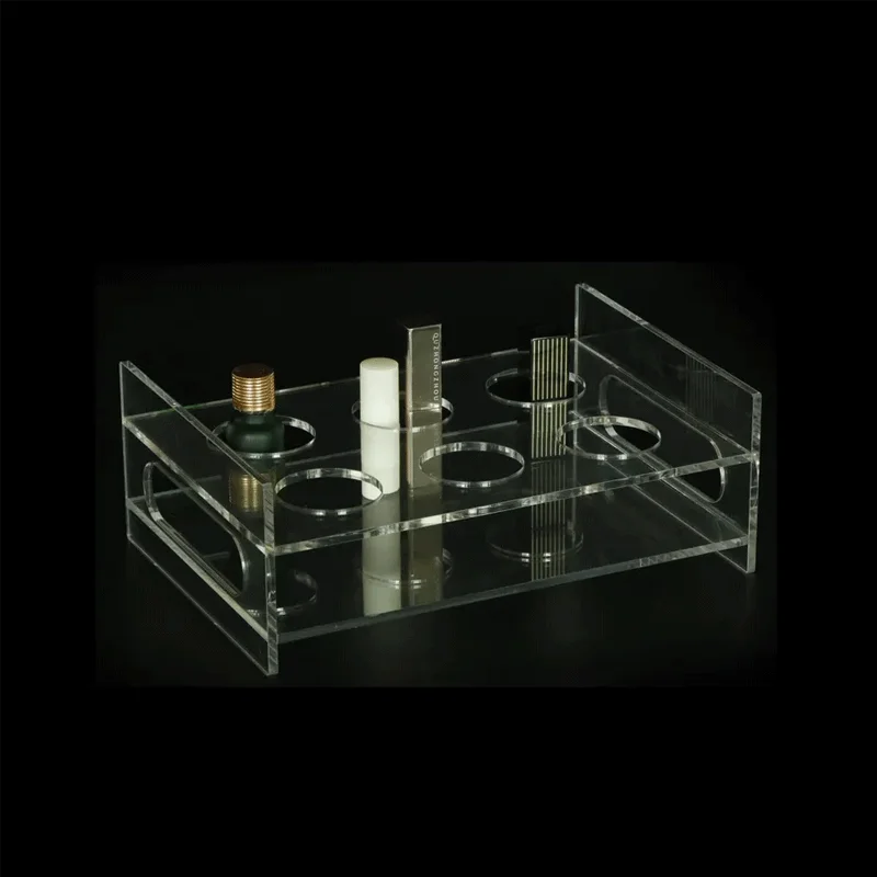 Customized Logo Transparent round Hole Makeup Lipstick Cosmetic Display Stand Acrylic Display Stand