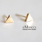 Earring Earring YIWU Jewelry Women Mini Triangle Stud Earring With Polished Stainless Steel Cutting Technics