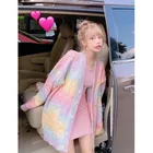 Wool Cardigan 2021 New Spring And Autumn Wear Woolen Sweater Loose Wool Cardigan Soft And Waxy Rainbow Sweater Women