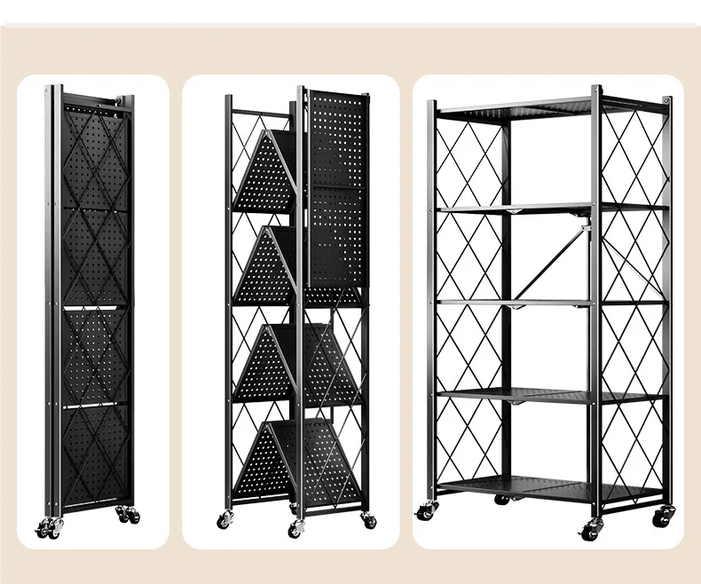 Household metal rack kitchen shelf foldable tableware shelves shelving units holders folding storage racks for kitchen