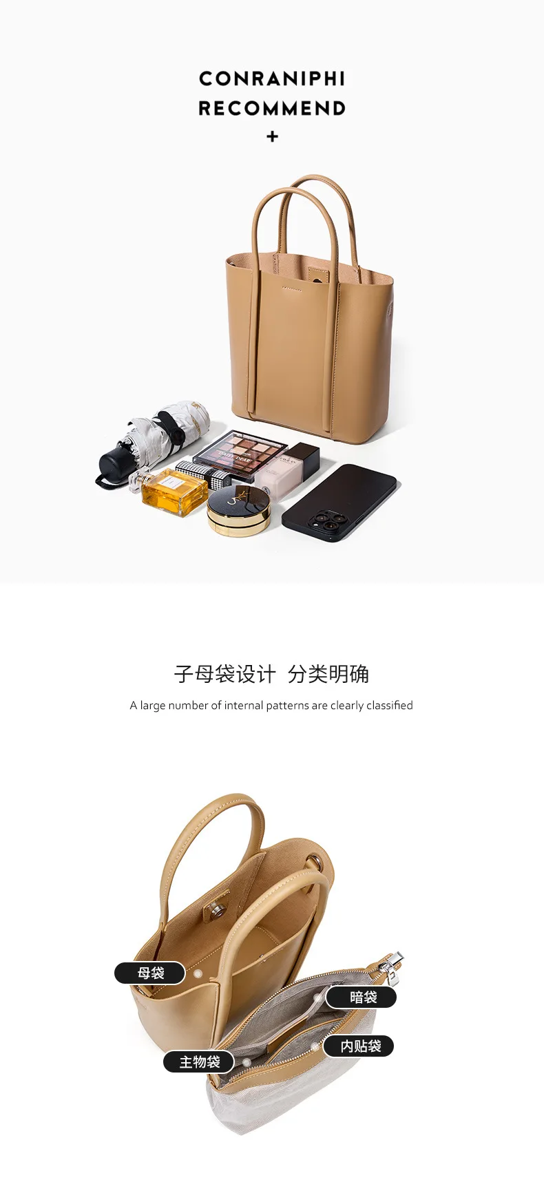 Andobag Genuine Cow Leather Handbag For Women Commute Shoulder