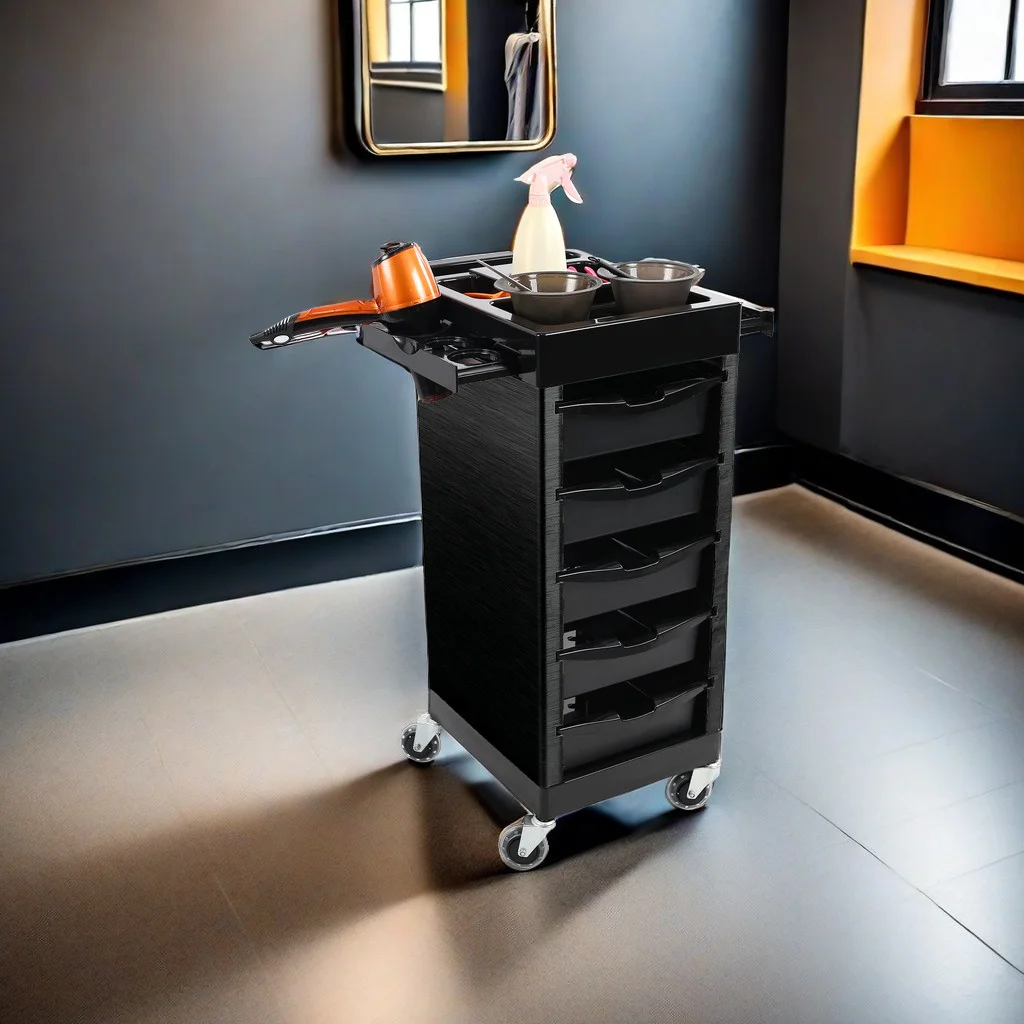 guanghzou hair salon furniture Movable 5 drawers salon trolley