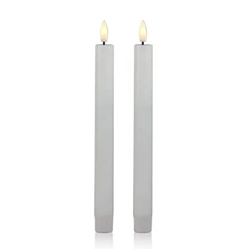 Set of 2 3D New Real Wax Design Battery Operated Flameless Electric White LED Dinner Taper Candles Light with 6H timer