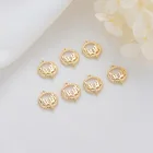 Oval Shape Pendant Fashion Design 14K Gold Plated Round Oval Shape Flower Pattern Charm Pendant