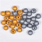Beads Natural Wood Bead DIANJIN 16mm 16 Mm Silver Gold Painted Wooden Beads Natural Round Wood Bead