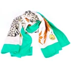 Digital Print Wool Scarf Custom Womens Digital Print Green 100% Wool Scarf