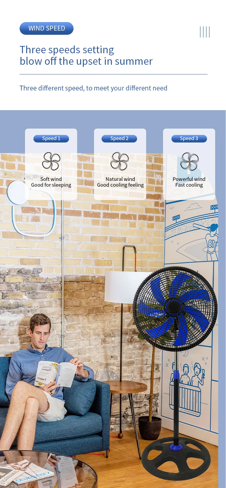 Oscillating Pedestal Stand Fan, 18-inch, 60, Plastic - detail 6