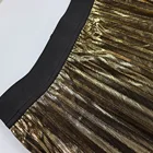 Long Skirt Ladies Premium Metallic Shiny Shimmer Pleated Long Maxi A-Line Swing Skirt
