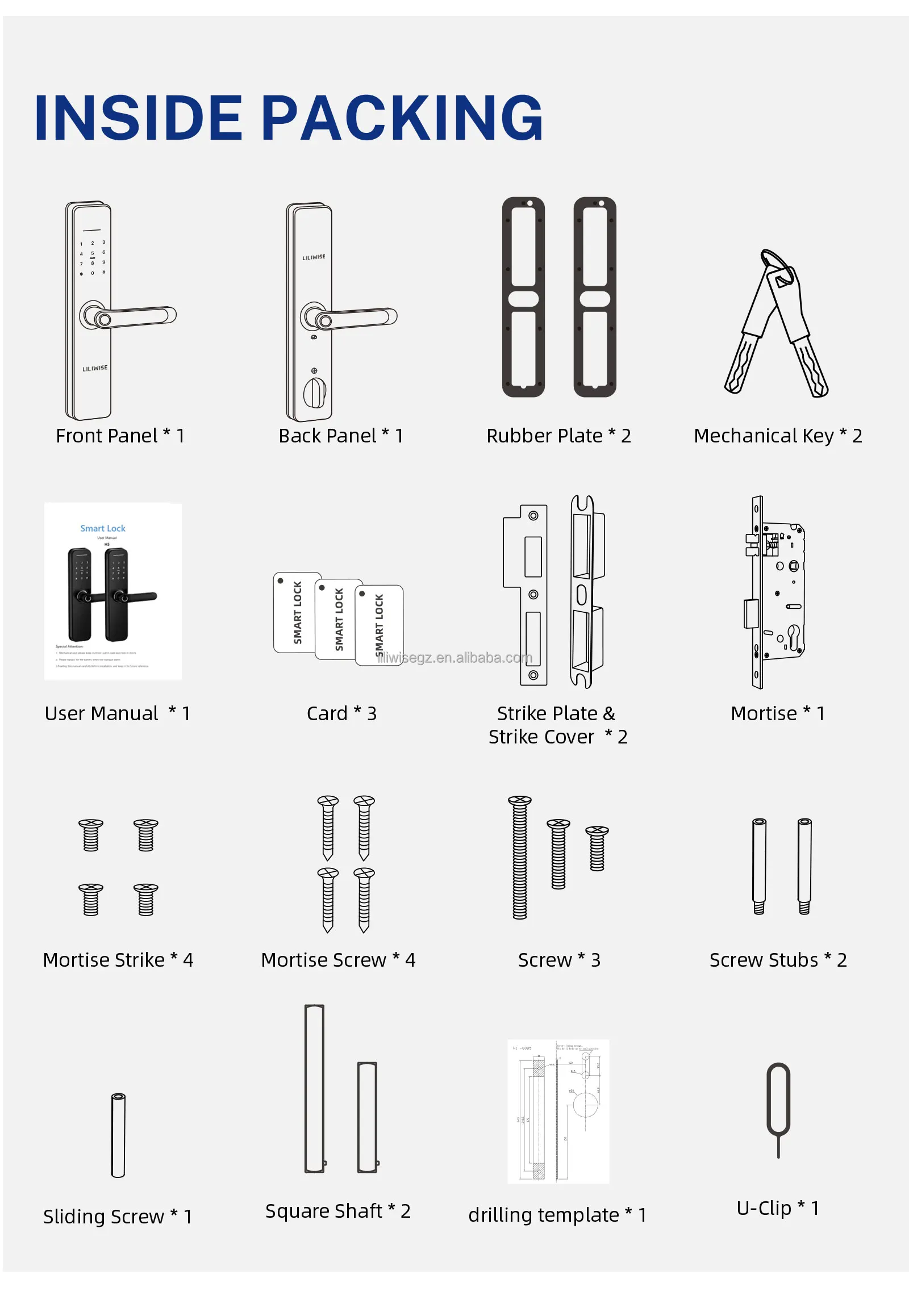Liliwise Waterproof Outdoor Smart Door Lock with 6V Battery 35-75mm Door Thickness and 200 Fingerprint Capacity