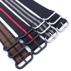Buckle Nylon Replacement Zulu Watch Band 20mm 22mm Black Buckle 3 Rings Nylon Watch Strap