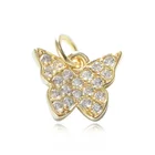 Charm 14k Gold Plated 925 Sterling Silver Clear Zirconia Charm Butterfly Pendant