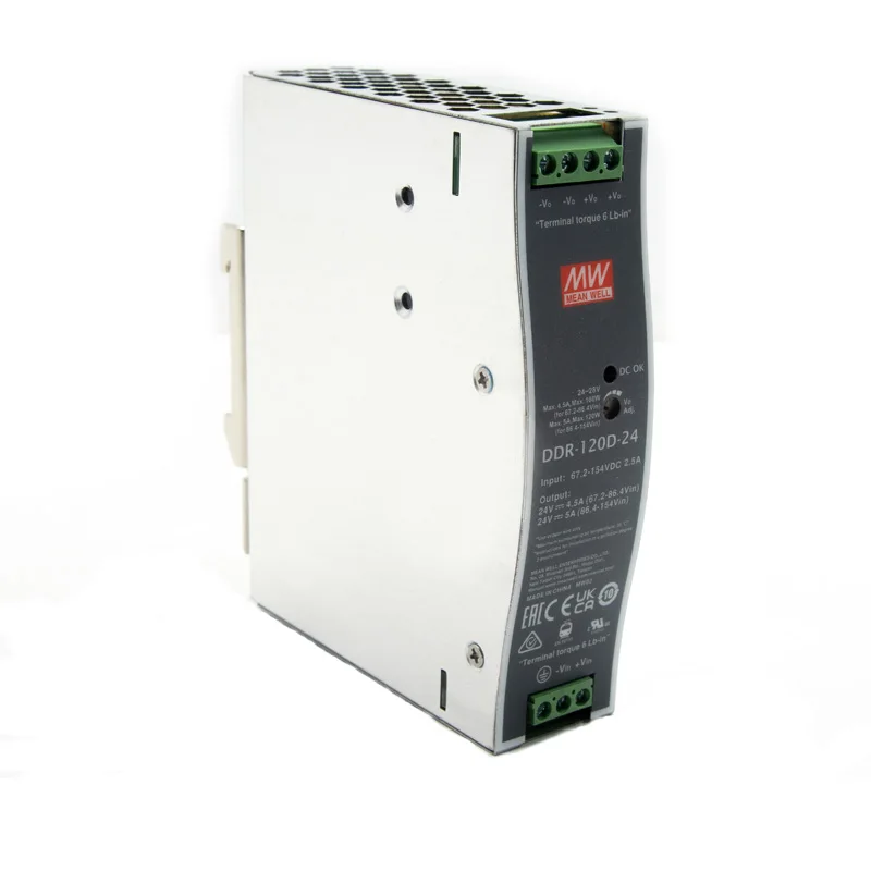 120W DIN Rail Type DC-DC Converter DDR-120D-24 MeanWell Original Switch Power Supply with Ultra Slim Width