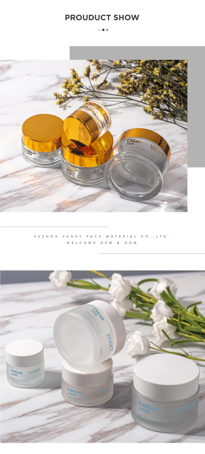 Customized 50g 30g 20g 10g Frosted Cosmetics Jar Frosted Glass Cream