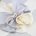 Heart Earrings Fashion Women Gold Plated Crystal Bling Large Heart Hoop Earrings