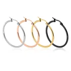 Big Black Earrings Fashion Big 30mm 12mm Black Solid Sliver Hoop Jewelry Chunky Earrings