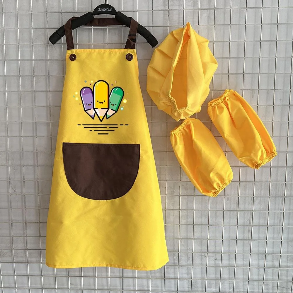 Waterproof Kids polyester child Aprons custom logo With Sleeve Custom Design Painting Kids polyester kids paint apron