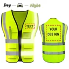 Vest High Visibility Custom Your Logo Protective Workwear 5 Pockets With Reflective Strips Outdoor Work Safety Vest