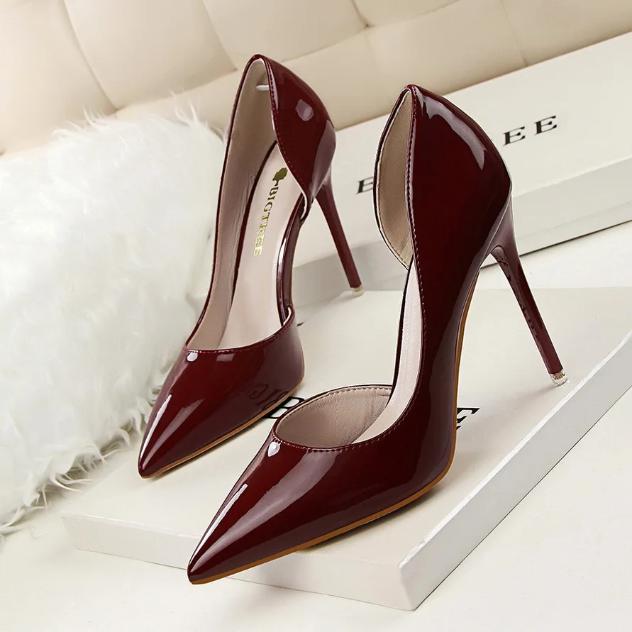 10.5cm Heel women's shoes for wedding stiletto super high-heeled satin shallow mouth pointed sexy thin women's shoes