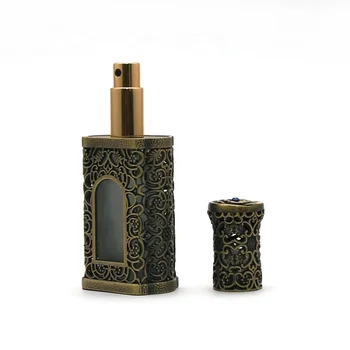 Wholesale 25ml copper color arabic style metal spray perfume bottles fancy attar bottles