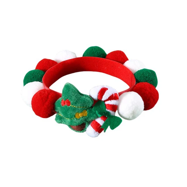 Amaz Best Seller Pet Collars Plush Bells Christmas Tree Hats Colorful Cat And Dog Necklaces Decorative Chains