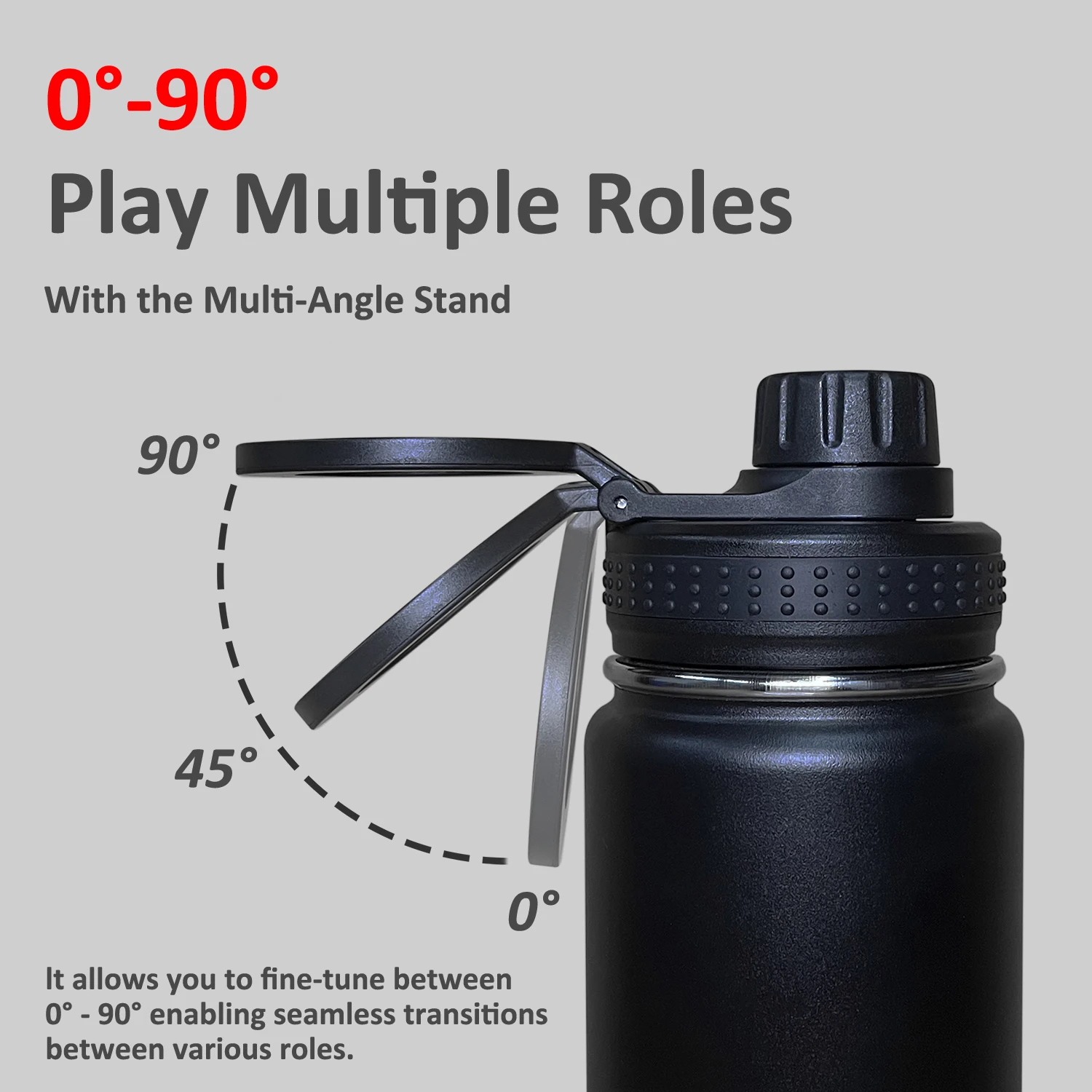 Insulated Water Bottle Top With Phone Mount Stand Water