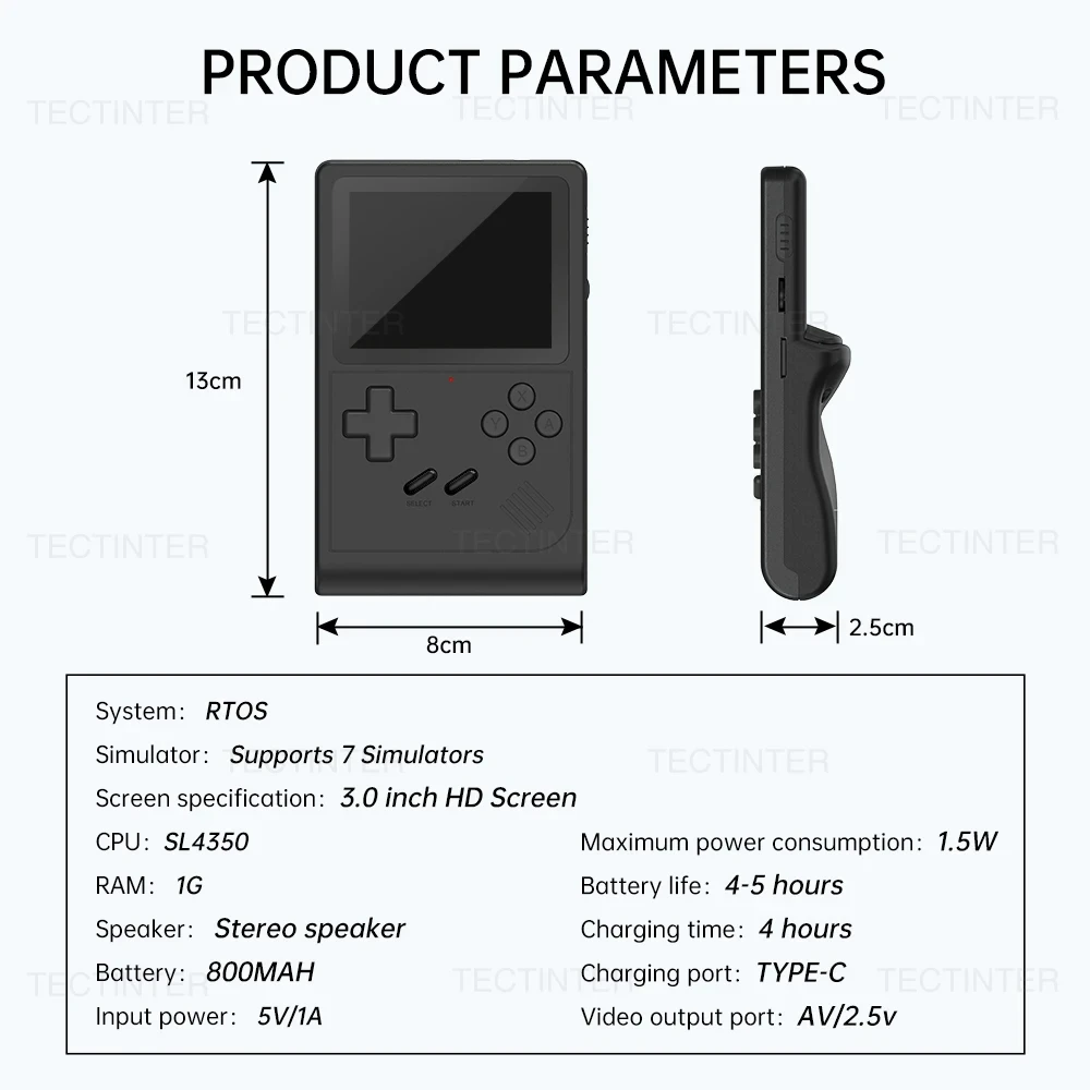 GB300 Portable Handheld Game Player 3.0 inch Screen TV Video Game Console AV Output Built-in 8G 6000+ Games