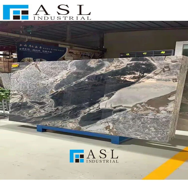 Breccia blue natural stone slab tile for Wall Floor Design