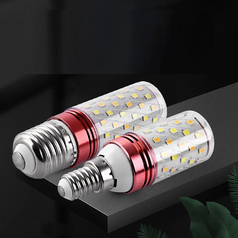 China factory direct led bulb E27 corn lamp E14 screw 220V household energy-saving tricolor dimming 12W16W