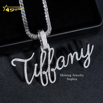 Pass diamond tester Bling Fine Jewelry Gold Plated Name Letter hip hop iced out pendants gold plated custom pendant moissanite