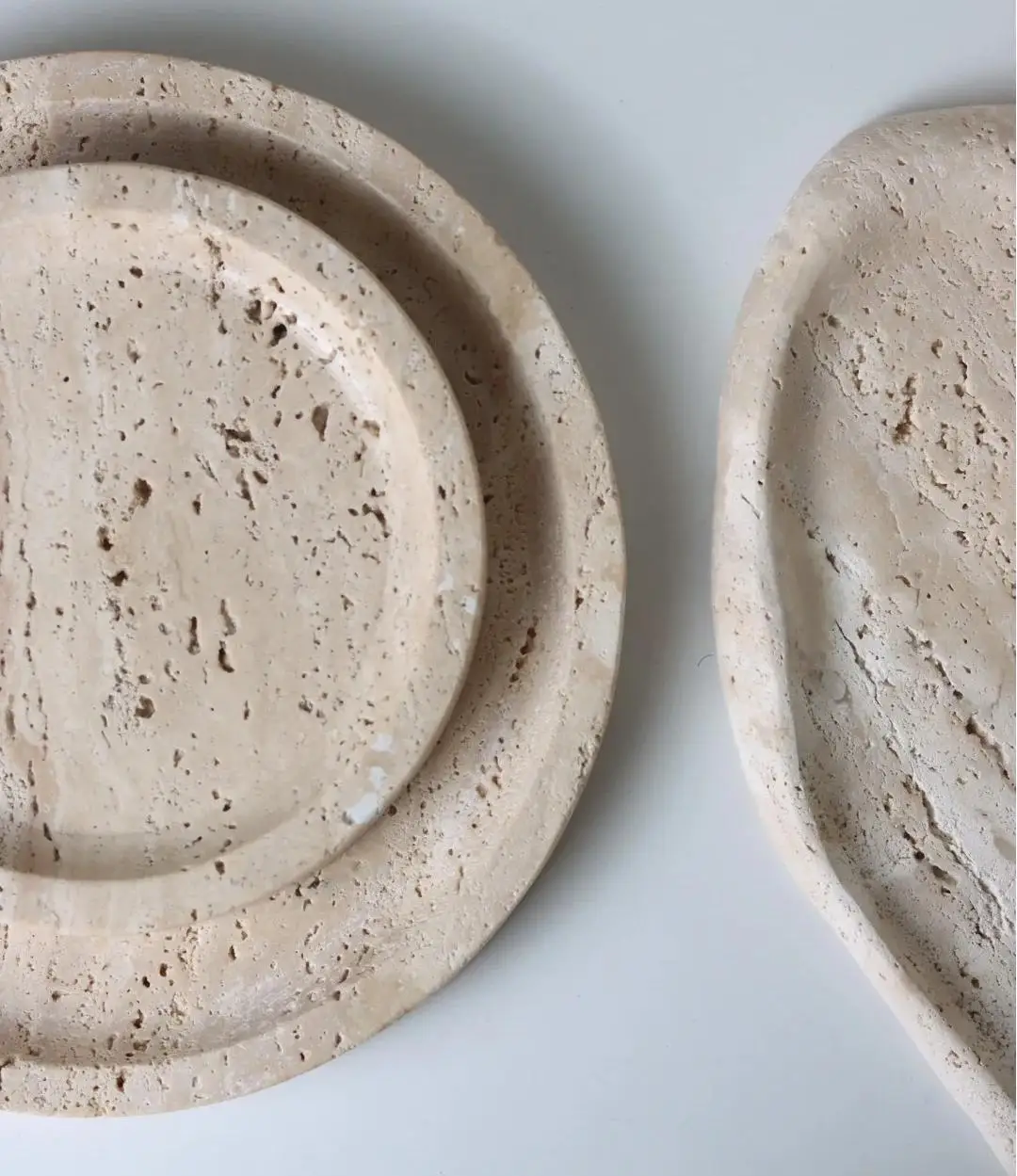 product high quality factory supply round white travertine marble slab table top-2