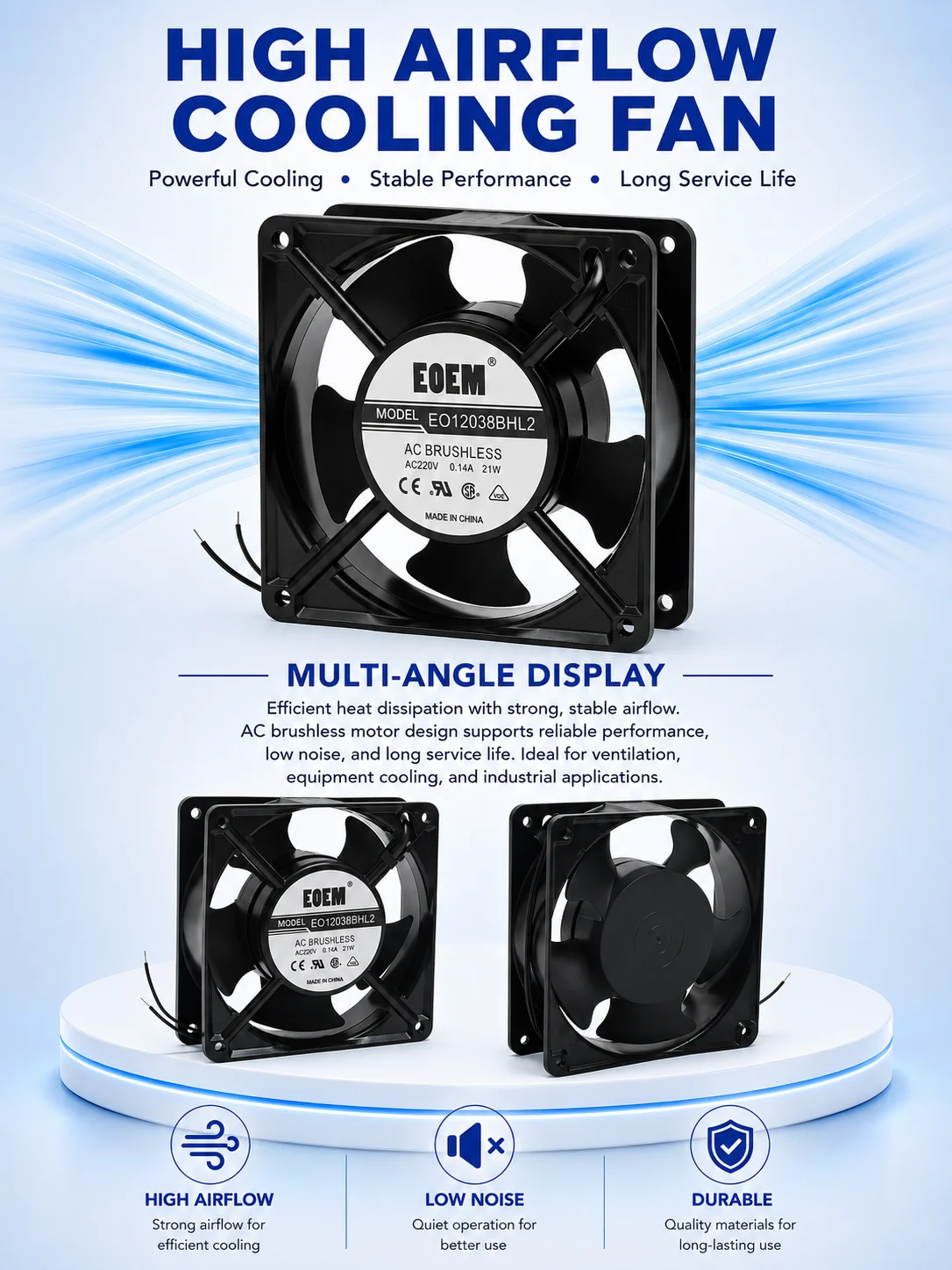 Original Fan, 220VAC, 0.14A, 21W, 12038 - detail 6