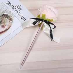 Rose Ballpoint Pen Creative Gifts Bow DIY Artificial Flowers Advertising Wedding Writing Pen for Rewards Party Favor Office