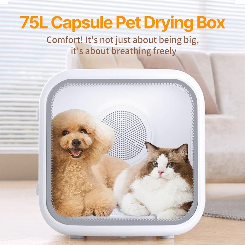 75L Smart Pet Dryer Box with Curved tempered glass 15 mins quick drying