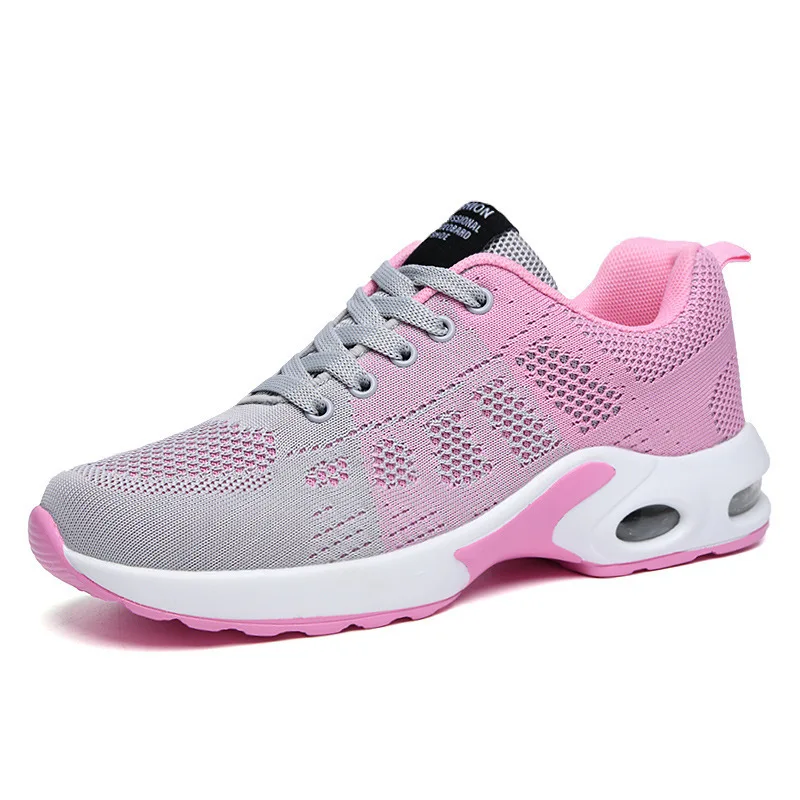 35-42 Flying Weave Sports Casual Shoes Breathable soft sole air cushion sports shoes Student versatile oversized women's shoes