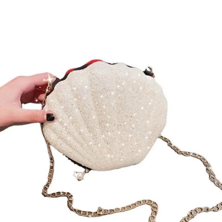 Hot Sell 2023 Ins Sequin Shell Chain Ladies Crossbody Phone Bag Mini Purse Bag Women Handbags