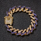 Diamond Bracelets Cuban Chain 15mm Gold Full Diamond Bar Men's Zirconia Bracelets