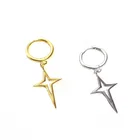 Star Gold Earrings Minimalist TRENDY Design Cross Star 925 Sterling Silver 18k Gold Earrings For Men