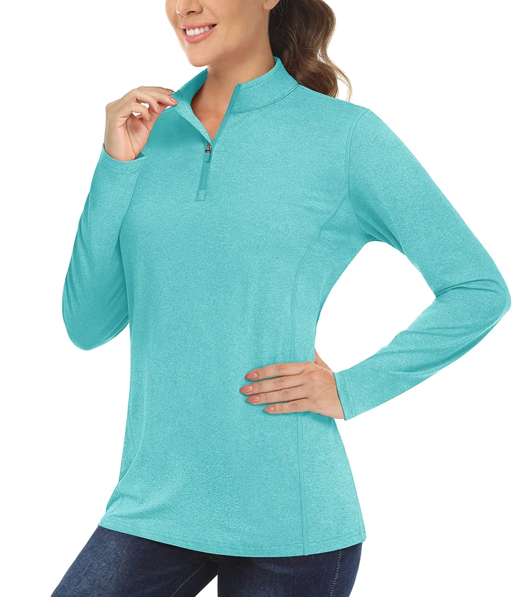 Clothing Manufacturer Women Sun Protection UPF 50+ T-shirt,Long Sleeve Sports T-shirt,Customize 1/4 Zipper Golf Fishing Shirts