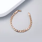 Gold European And American Style Jewelry Fashion Simple Round Rose Gold Cuban Link Women Bracelet