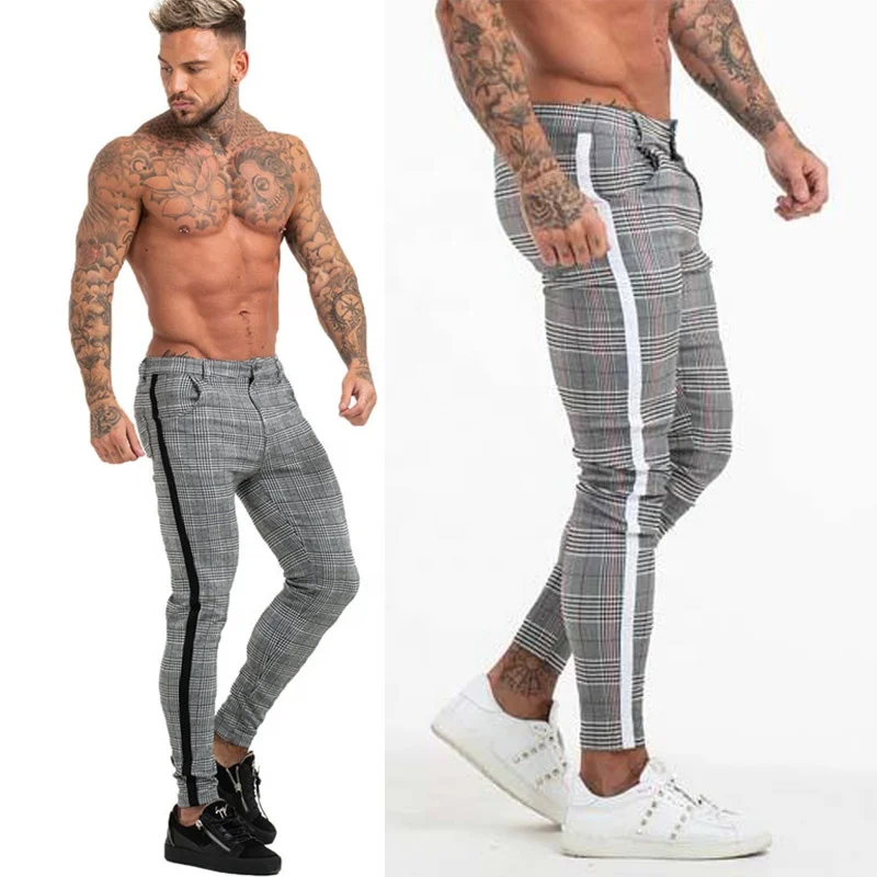 Gingtto Men's Plaid Dress Pants Organic 