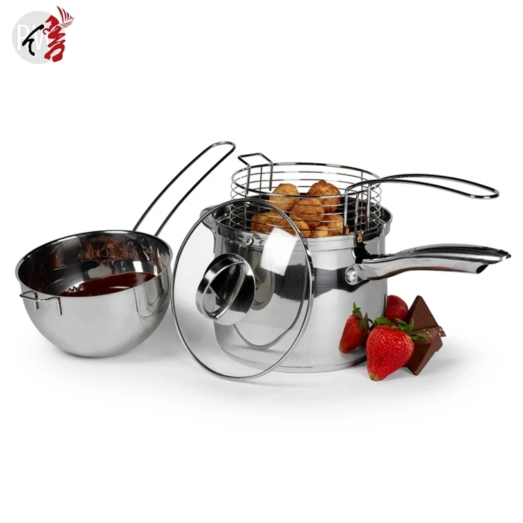 Chips Pan Fryer Frying Pan With Lid & Basket Stainless Steel Induction Pot 22cm 